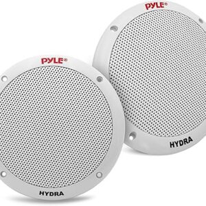 Pyle 6.5 Inch Dual Marine Speakers - 2 Way Waterproof and Weather Resistant Outdoor Stereo Sound System with 400 Watt Power, Polypropylene Cone and Butyl Rubber Surround - 1 Pair - PLMR605W(White)