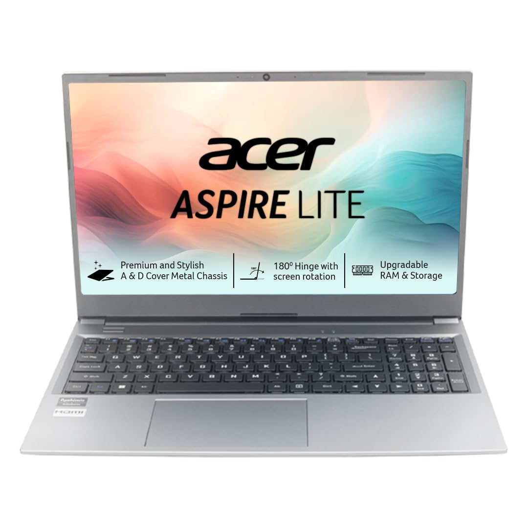 acer Aspire Lite, AMD Ryzen 3-7330U, 16GB RAM, 512GB SSD, Full HD IPS, 15.6"/39.62 cm, Windows 11 Home, Steel Gray, 1.6 KG, AL15-41, Metal Body, Premium Thin and Light Laptop
