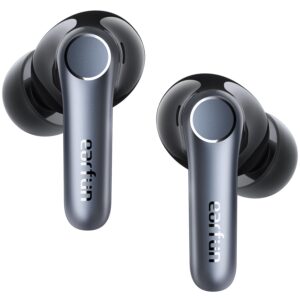 EarFun Air Pro 4 Hybrid Adaptive Noise Canceling Wireless Earbuds Bluetooth, 2024 VGP Award, Qualcomm Snapdragon Sound, aptX™ Lossless, 6 Mics AI Call, LDAC Hi-Res Audio, BT5.4, 52H, Sliver Black