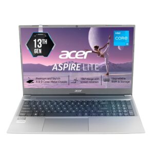 acer Aspire Lite 13th Gen Intel Core i3-1305U Thin and Light Premium Laptop (Windows 11 Home/8 GB RAM/512GB SSD/36 WHR) AL15-53 with 39.62cm (15.6") Full HD Display, Metal Body, Steel Gray, 1.59 KG