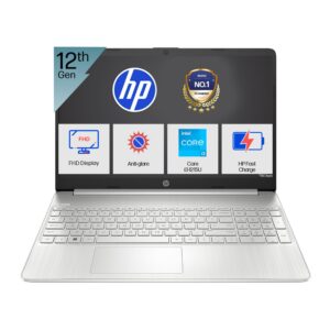HP 15s, 12th Gen Intel Core i3-1215U Laptop (8GB DDR4, 512GB SSD) Anti-Glare, 15.6"/39.6cm, FHD, Win 11, MS Office 21, Silver, 1.69kg, Intel UHD Graphics, HD Camera, Dual Speakers, fy5011TU