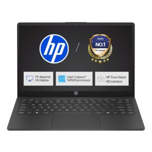HP 14s, Intel Celeron N4500 Laptop (8GB DDR4,512GB SSD) Anti-Glare, Micro-Edge, 14/35.6cm, HD, Win11, M365 Basic(1yr),Office Home24, Black,1.46kg, HD Camera, UHD Graphics, dq3141TU