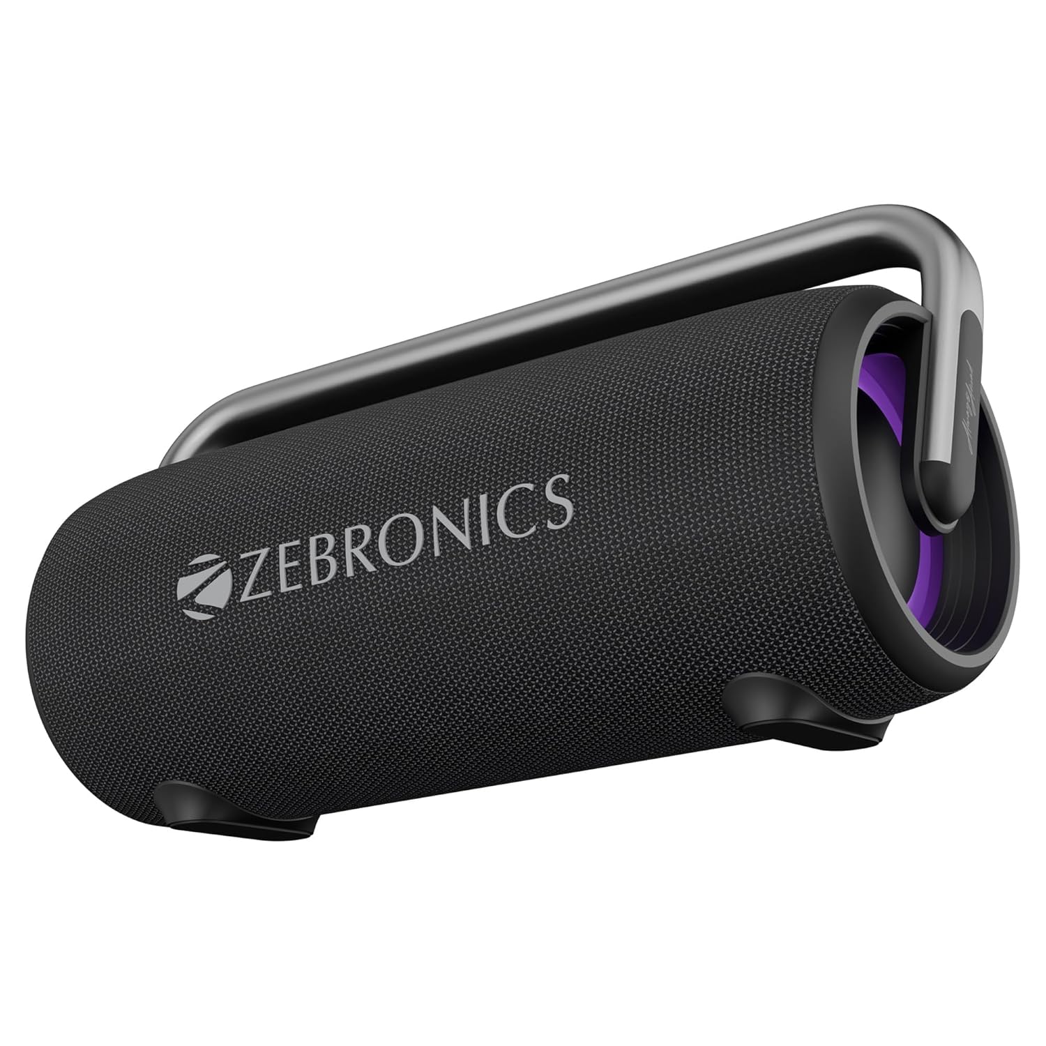 ZEBRONICS AXON 100 Portable Party Bluetooth Speaker, 90W RMS, Quad Drivers + Dual Passive Radiators, IPX5, Upto 6 Hours Playback, Rapid Charging, BT | USB | AUX | TWS, Fabric Finish, RGB, Deep Bass Visit the ZEBRONICS Store